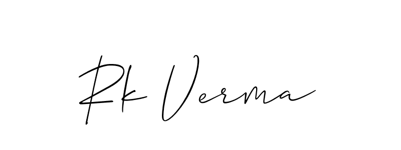 The best way (Allison_Script) to make a short signature is to pick only two or three words in your name. The name Rk Verma include a total of six letters. For converting this name. Rk Verma signature style 2 images and pictures png