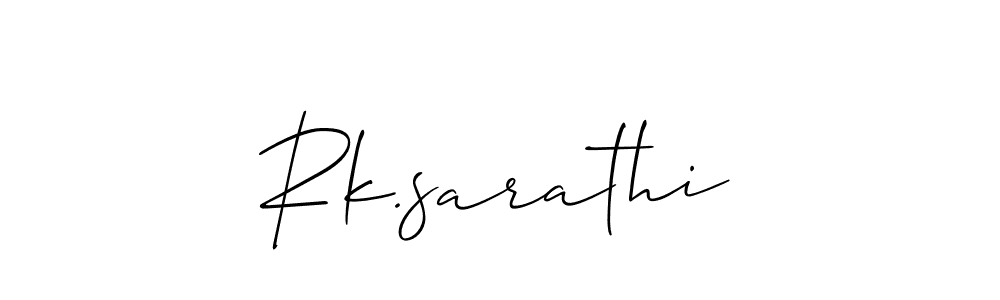 The best way (Allison_Script) to make a short signature is to pick only two or three words in your name. The name Rk.sarathi include a total of six letters. For converting this name. Rk.sarathi signature style 2 images and pictures png