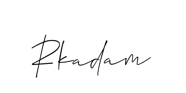 Rkadam stylish signature style. Best Handwritten Sign (Allison_Script) for my name. Handwritten Signature Collection Ideas for my name Rkadam. Rkadam signature style 2 images and pictures png