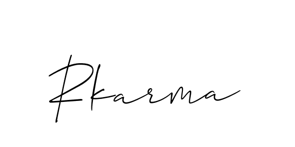 Design your own signature with our free online signature maker. With this signature software, you can create a handwritten (Allison_Script) signature for name Rkarma. Rkarma signature style 2 images and pictures png