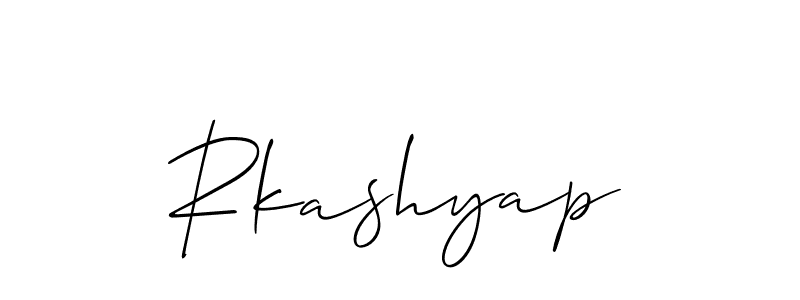 Use a signature maker to create a handwritten signature online. With this signature software, you can design (Allison_Script) your own signature for name Rkashyap. Rkashyap signature style 2 images and pictures png