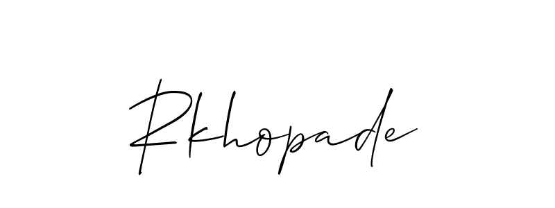 How to Draw Rkhopade signature style? Allison_Script is a latest design signature styles for name Rkhopade. Rkhopade signature style 2 images and pictures png