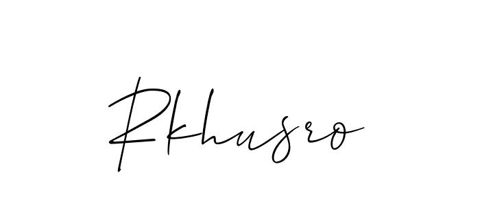 Allison_Script is a professional signature style that is perfect for those who want to add a touch of class to their signature. It is also a great choice for those who want to make their signature more unique. Get Rkhusro name to fancy signature for free. Rkhusro signature style 2 images and pictures png