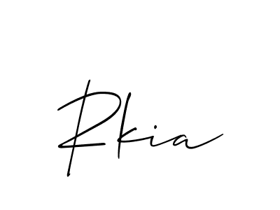 Design your own signature with our free online signature maker. With this signature software, you can create a handwritten (Allison_Script) signature for name Rkia. Rkia signature style 2 images and pictures png