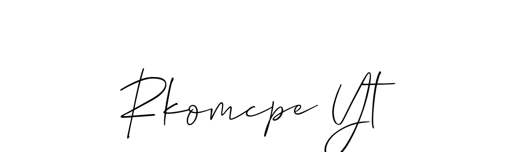 The best way (Allison_Script) to make a short signature is to pick only two or three words in your name. The name Rkomcpe Yt include a total of six letters. For converting this name. Rkomcpe Yt signature style 2 images and pictures png