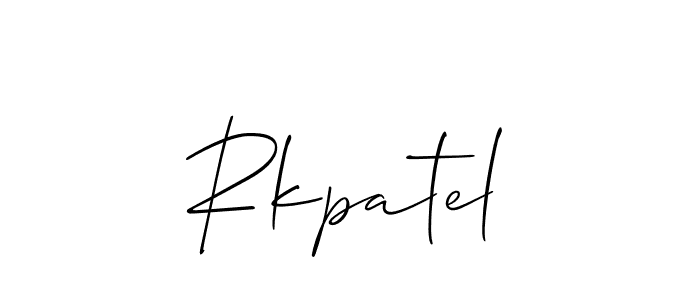 Use a signature maker to create a handwritten signature online. With this signature software, you can design (Allison_Script) your own signature for name Rkpatel. Rkpatel signature style 2 images and pictures png