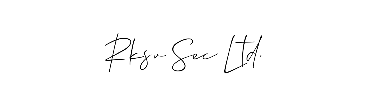 This is the best signature style for the Rksv Sec Ltd. name. Also you like these signature font (Allison_Script). Mix name signature. Rksv Sec Ltd. signature style 2 images and pictures png