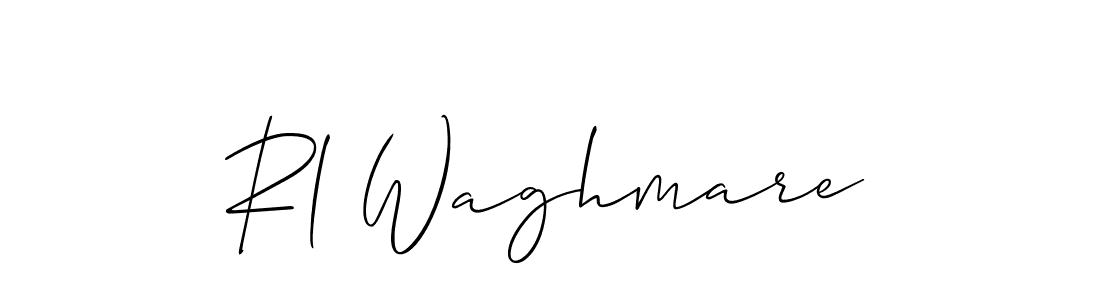 The best way (Allison_Script) to make a short signature is to pick only two or three words in your name. The name Rl Waghmare include a total of six letters. For converting this name. Rl Waghmare signature style 2 images and pictures png