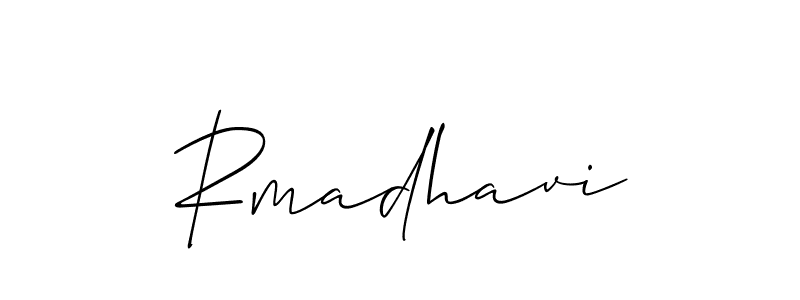 How to make Rmadhavi signature? Allison_Script is a professional autograph style. Create handwritten signature for Rmadhavi name. Rmadhavi signature style 2 images and pictures png