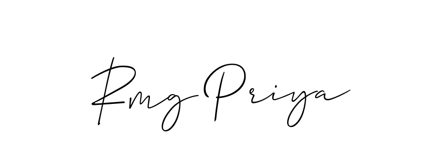 Similarly Allison_Script is the best handwritten signature design. Signature creator online .You can use it as an online autograph creator for name Rmg Priya. Rmg Priya signature style 2 images and pictures png