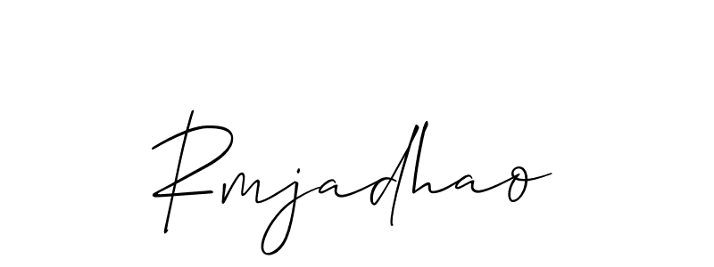 The best way (Allison_Script) to make a short signature is to pick only two or three words in your name. The name Rmjadhao include a total of six letters. For converting this name. Rmjadhao signature style 2 images and pictures png