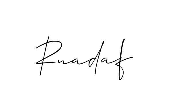 Similarly Allison_Script is the best handwritten signature design. Signature creator online .You can use it as an online autograph creator for name Rnadaf. Rnadaf signature style 2 images and pictures png