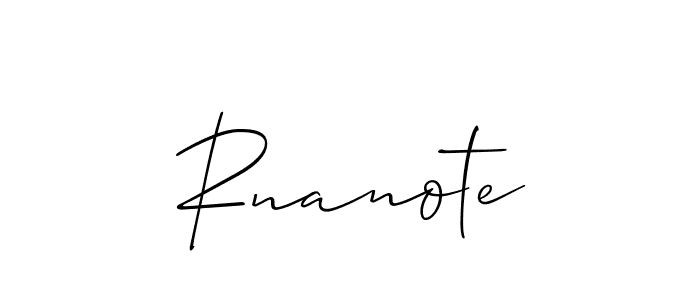 Make a beautiful signature design for name Rnanote. With this signature (Allison_Script) style, you can create a handwritten signature for free. Rnanote signature style 2 images and pictures png