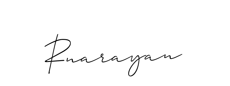 Create a beautiful signature design for name Rnarayan. With this signature (Allison_Script) fonts, you can make a handwritten signature for free. Rnarayan signature style 2 images and pictures png