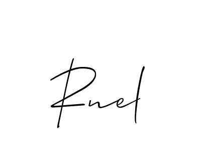 The best way (Allison_Script) to make a short signature is to pick only two or three words in your name. The name Rnel include a total of six letters. For converting this name. Rnel signature style 2 images and pictures png