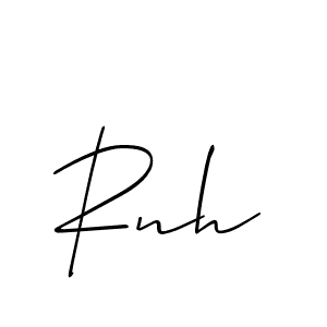 Use a signature maker to create a handwritten signature online. With this signature software, you can design (Allison_Script) your own signature for name Rnh. Rnh signature style 2 images and pictures png