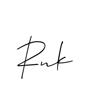 Create a beautiful signature design for name Rnk. With this signature (Allison_Script) fonts, you can make a handwritten signature for free. Rnk signature style 2 images and pictures png