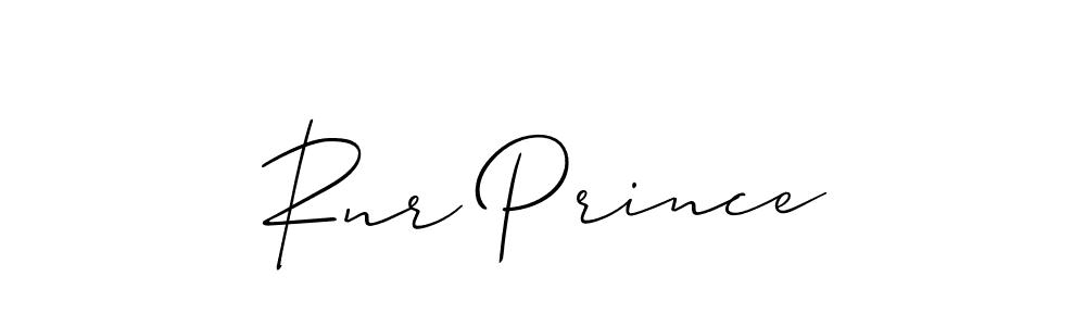 The best way (Allison_Script) to make a short signature is to pick only two or three words in your name. The name Rnr Prince include a total of six letters. For converting this name. Rnr Prince signature style 2 images and pictures png