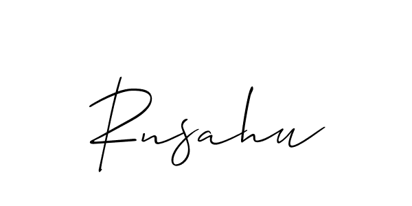 Allison_Script is a professional signature style that is perfect for those who want to add a touch of class to their signature. It is also a great choice for those who want to make their signature more unique. Get Rnsahu name to fancy signature for free. Rnsahu signature style 2 images and pictures png