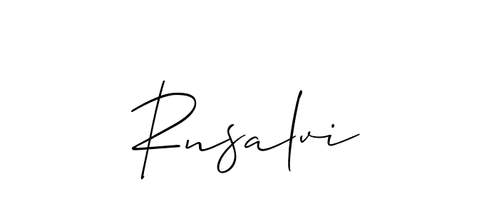 Create a beautiful signature design for name Rnsalvi. With this signature (Allison_Script) fonts, you can make a handwritten signature for free. Rnsalvi signature style 2 images and pictures png