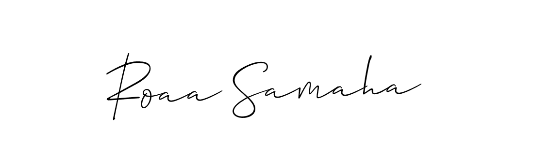 Make a short Roaa Samaha signature style. Manage your documents anywhere anytime using Allison_Script. Create and add eSignatures, submit forms, share and send files easily. Roaa Samaha signature style 2 images and pictures png