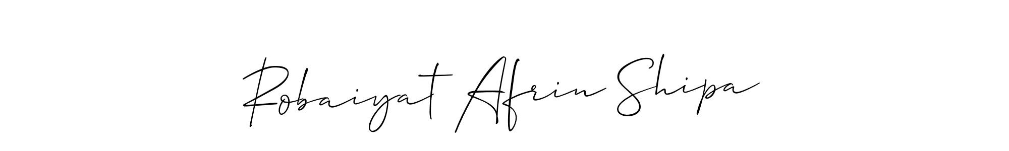 if you are searching for the best signature style for your name Robaiyat Afrin Shipa. so please give up your signature search. here we have designed multiple signature styles  using Allison_Script. Robaiyat Afrin Shipa signature style 2 images and pictures png