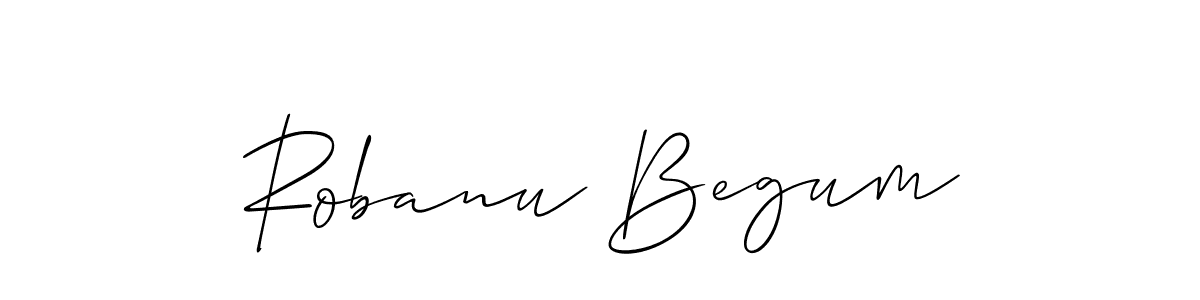 How to make Robanu Begum name signature. Use Allison_Script style for creating short signs online. This is the latest handwritten sign. Robanu Begum signature style 2 images and pictures png