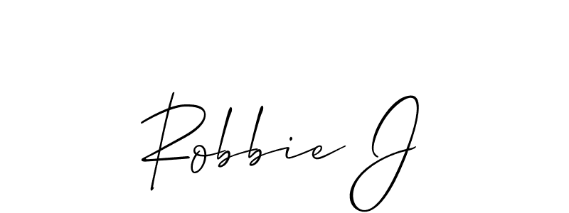 It looks lik you need a new signature style for name Robbie J. Design unique handwritten (Allison_Script) signature with our free signature maker in just a few clicks. Robbie J signature style 2 images and pictures png