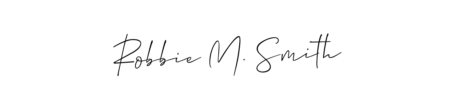 How to make Robbie M. Smith signature? Allison_Script is a professional autograph style. Create handwritten signature for Robbie M. Smith name. Robbie M. Smith signature style 2 images and pictures png