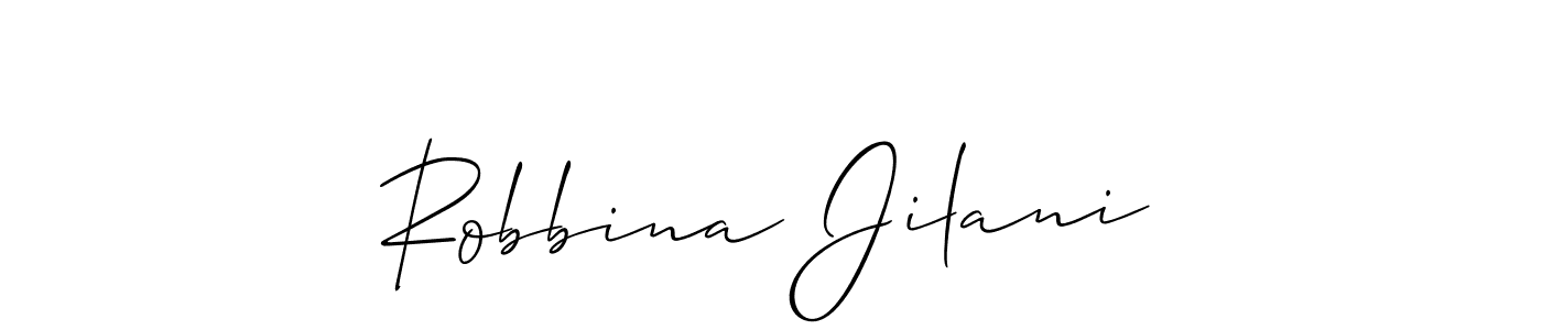 It looks lik you need a new signature style for name Robbina Jilani. Design unique handwritten (Allison_Script) signature with our free signature maker in just a few clicks. Robbina Jilani signature style 2 images and pictures png