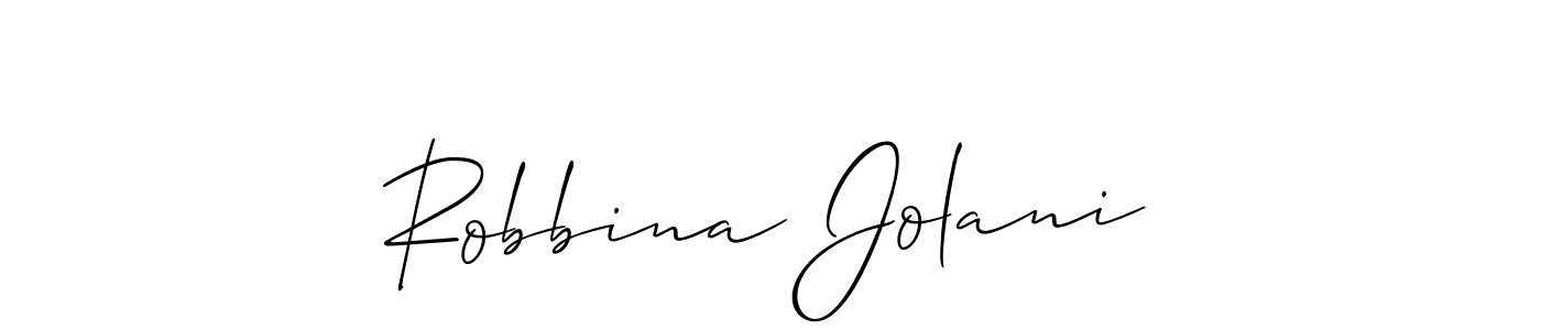 How to make Robbina Jolani signature? Allison_Script is a professional autograph style. Create handwritten signature for Robbina Jolani name. Robbina Jolani signature style 2 images and pictures png