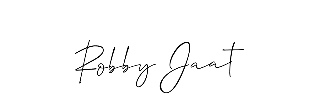 How to make Robby Jaat name signature. Use Allison_Script style for creating short signs online. This is the latest handwritten sign. Robby Jaat signature style 2 images and pictures png