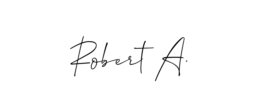 The best way (Allison_Script) to make a short signature is to pick only two or three words in your name. The name Robert A. include a total of six letters. For converting this name. Robert A. signature style 2 images and pictures png