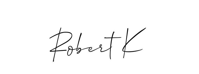 The best way (Allison_Script) to make a short signature is to pick only two or three words in your name. The name Robert K include a total of six letters. For converting this name. Robert K signature style 2 images and pictures png