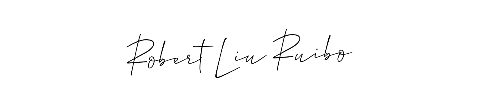 This is the best signature style for the Robert Liu Ruibo name. Also you like these signature font (Allison_Script). Mix name signature. Robert Liu Ruibo signature style 2 images and pictures png