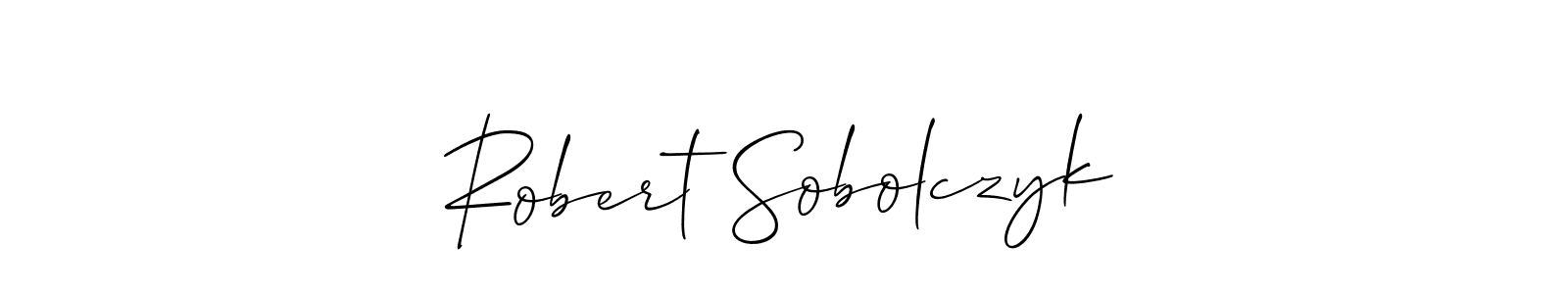 How to make Robert Sobolczyk name signature. Use Allison_Script style for creating short signs online. This is the latest handwritten sign. Robert Sobolczyk signature style 2 images and pictures png