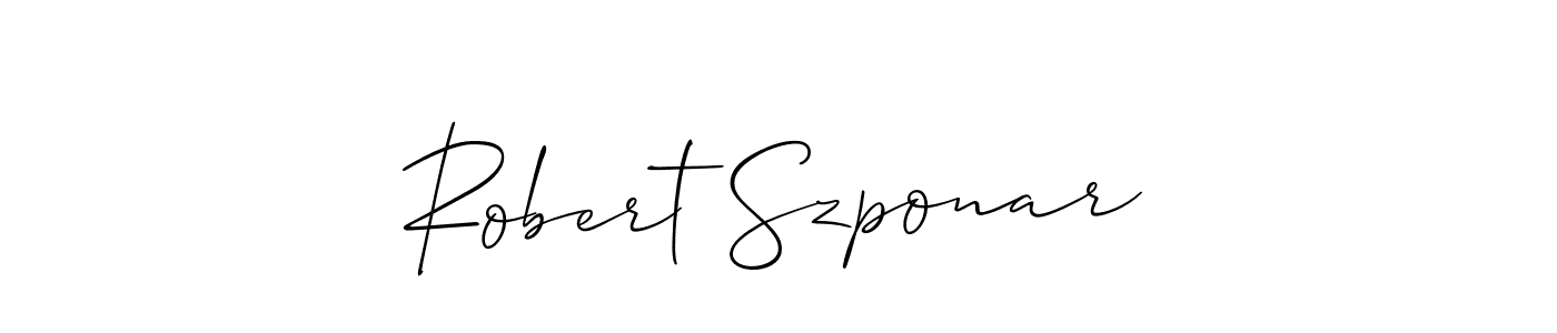 Allison_Script is a professional signature style that is perfect for those who want to add a touch of class to their signature. It is also a great choice for those who want to make their signature more unique. Get Robert Szponar name to fancy signature for free. Robert Szponar signature style 2 images and pictures png