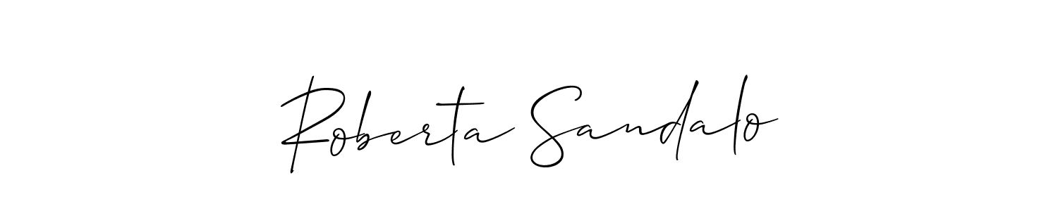 if you are searching for the best signature style for your name Roberta Sandalo. so please give up your signature search. here we have designed multiple signature styles  using Allison_Script. Roberta Sandalo signature style 2 images and pictures png