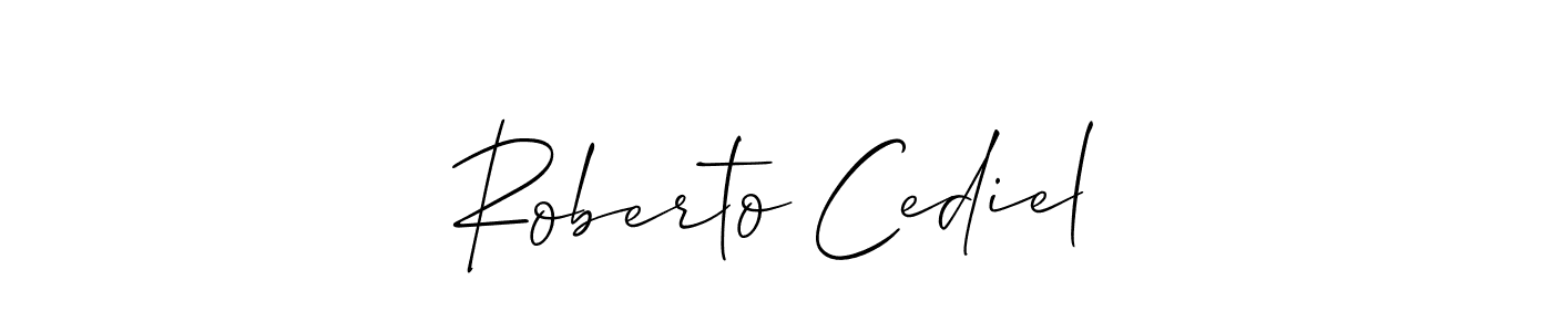 Create a beautiful signature design for name Roberto Cediel. With this signature (Allison_Script) fonts, you can make a handwritten signature for free. Roberto Cediel signature style 2 images and pictures png