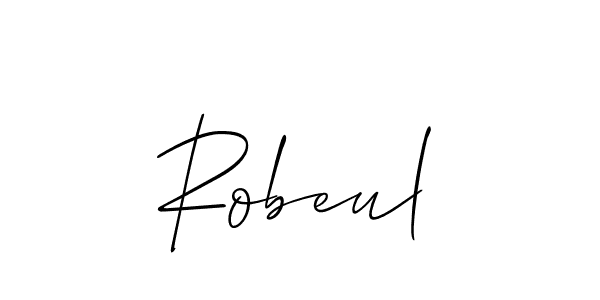 Use a signature maker to create a handwritten signature online. With this signature software, you can design (Allison_Script) your own signature for name Robeul. Robeul signature style 2 images and pictures png