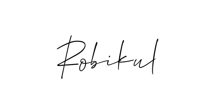 How to make Robikul signature? Allison_Script is a professional autograph style. Create handwritten signature for Robikul name. Robikul signature style 2 images and pictures png