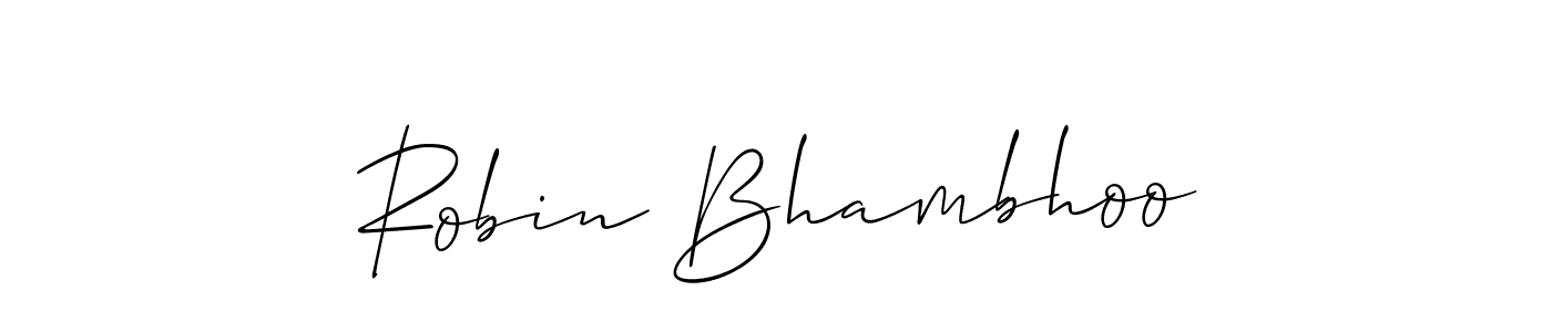 Robin Bhambhoo stylish signature style. Best Handwritten Sign (Allison_Script) for my name. Handwritten Signature Collection Ideas for my name Robin Bhambhoo. Robin Bhambhoo signature style 2 images and pictures png