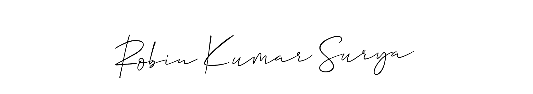 Make a beautiful signature design for name Robin Kumar Surya. With this signature (Allison_Script) style, you can create a handwritten signature for free. Robin Kumar Surya signature style 2 images and pictures png