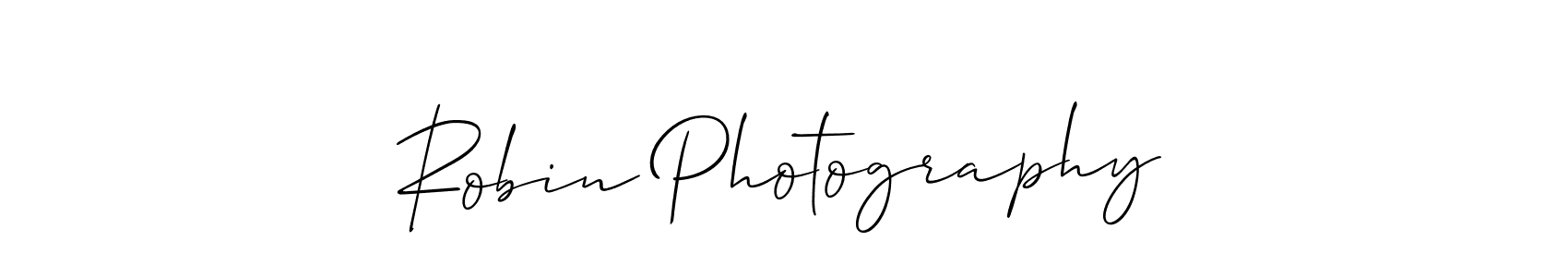 Design your own signature with our free online signature maker. With this signature software, you can create a handwritten (Allison_Script) signature for name Robin Photography. Robin Photography signature style 2 images and pictures png