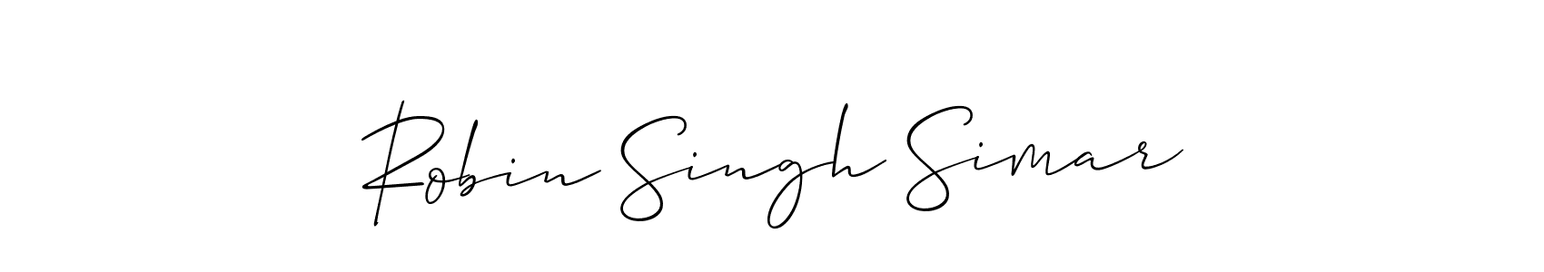Allison_Script is a professional signature style that is perfect for those who want to add a touch of class to their signature. It is also a great choice for those who want to make their signature more unique. Get Robin Singh Simar name to fancy signature for free. Robin Singh Simar signature style 2 images and pictures png
