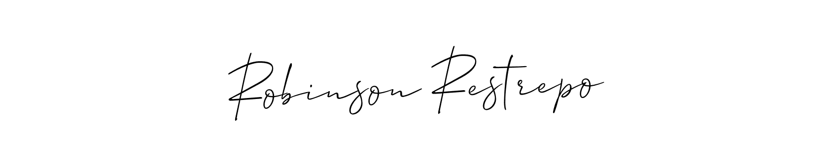 The best way (Allison_Script) to make a short signature is to pick only two or three words in your name. The name Robinson Restrepo include a total of six letters. For converting this name. Robinson Restrepo signature style 2 images and pictures png