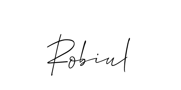 Use a signature maker to create a handwritten signature online. With this signature software, you can design (Allison_Script) your own signature for name Robiul. Robiul signature style 2 images and pictures png