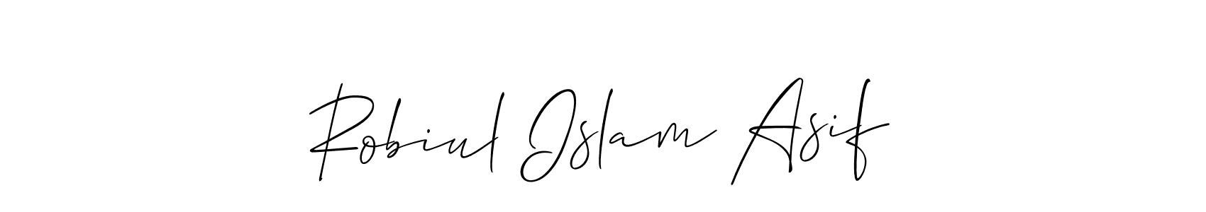 if you are searching for the best signature style for your name Robiul Islam Asif. so please give up your signature search. here we have designed multiple signature styles  using Allison_Script. Robiul Islam Asif signature style 2 images and pictures png