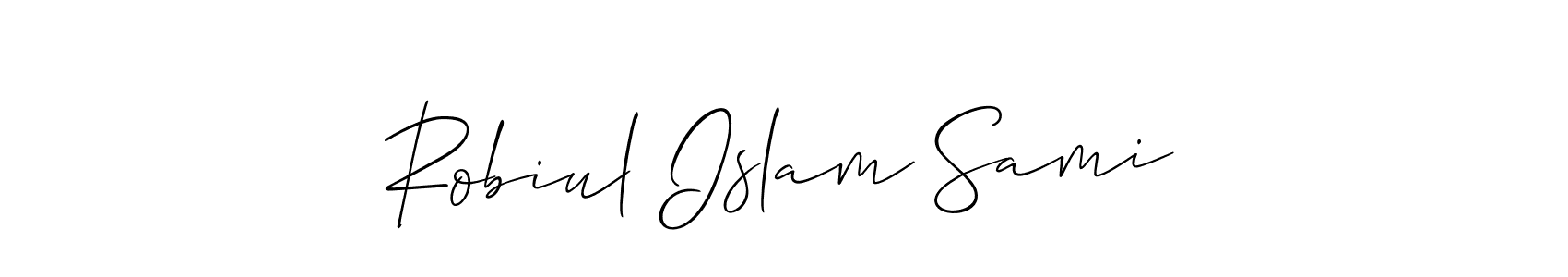 Also You can easily find your signature by using the search form. We will create Robiul Islam Sami name handwritten signature images for you free of cost using Allison_Script sign style. Robiul Islam Sami signature style 2 images and pictures png