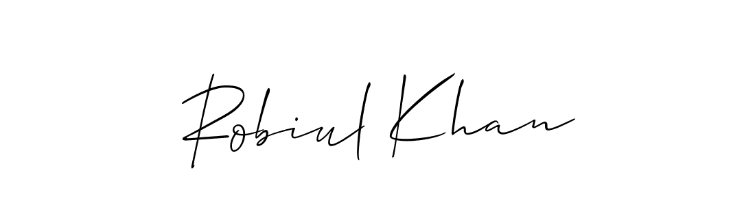You should practise on your own different ways (Allison_Script) to write your name (Robiul Khan) in signature. don't let someone else do it for you. Robiul Khan signature style 2 images and pictures png